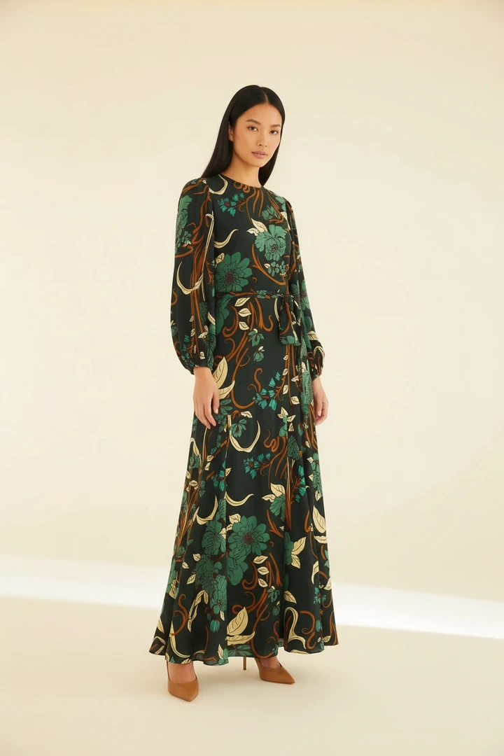 Wearbly on-model photo: botanical print dress